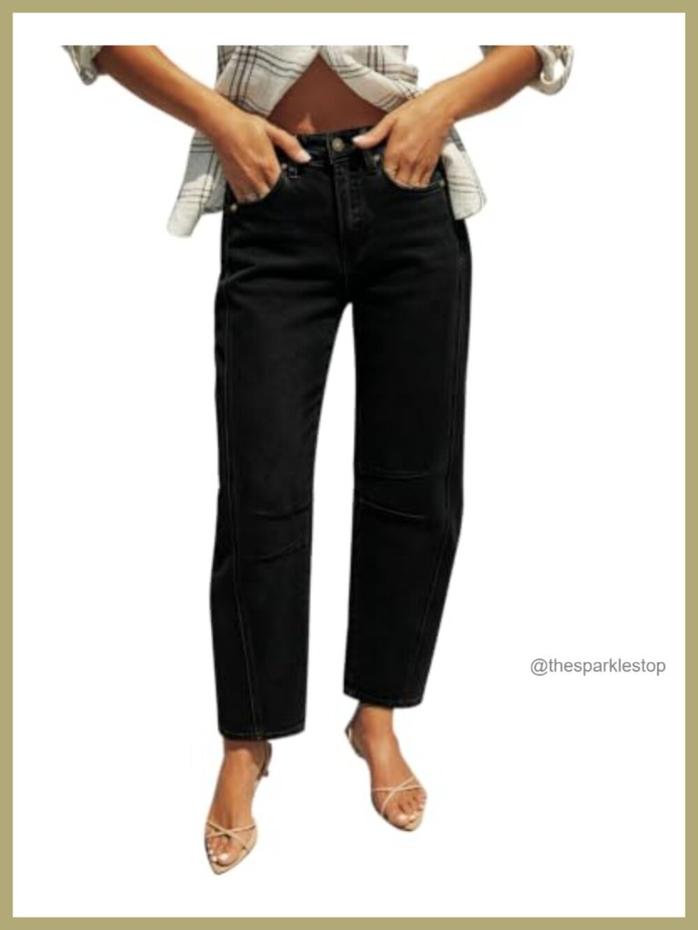 KDF Barrel Jeans High Rise Wide Leg Stretch Denim Pants